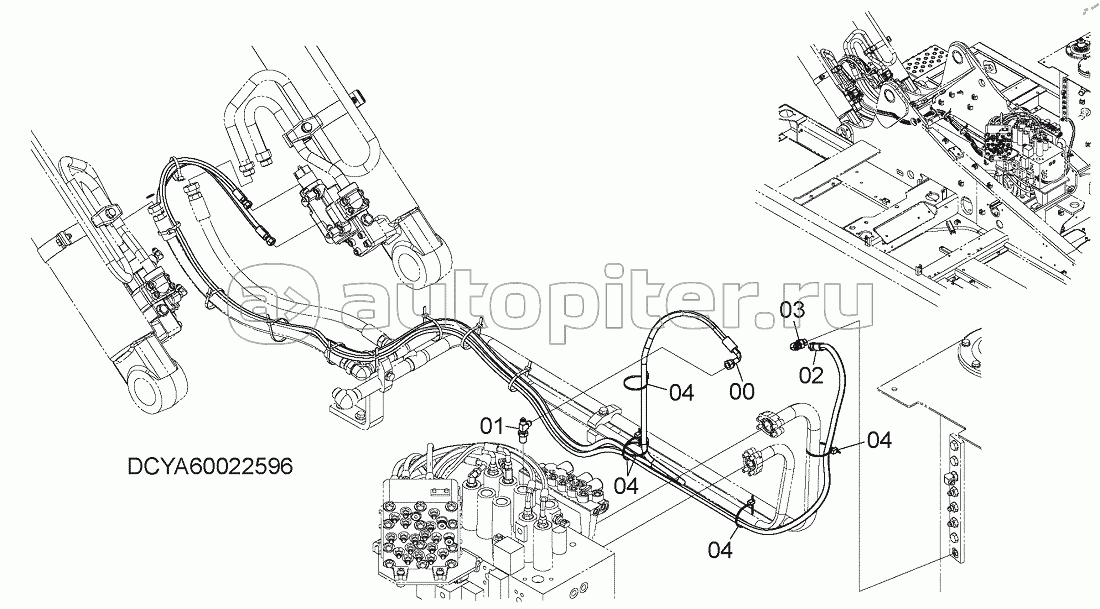 HOSE RUPTURE VALVE PIPING (BOOM)(1), S/N: WW:300001-, AUS:001001-