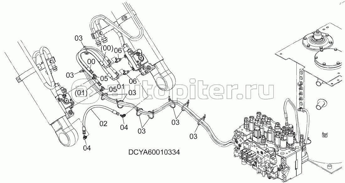 HOSE RUPTURE VALVE PIPING (BOOM)(2), S/N: WW:300001-, AUS:001001-