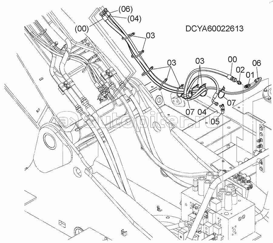 HOSE RUPTURE VALVE PIPING (ARM)(1), S/N: AUS:001001-001005