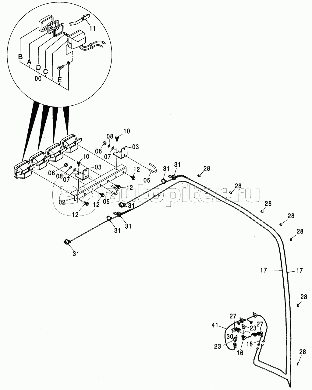 FRONT HEAD LAMP (4 LAMP WITH SUNSHADE)<250>