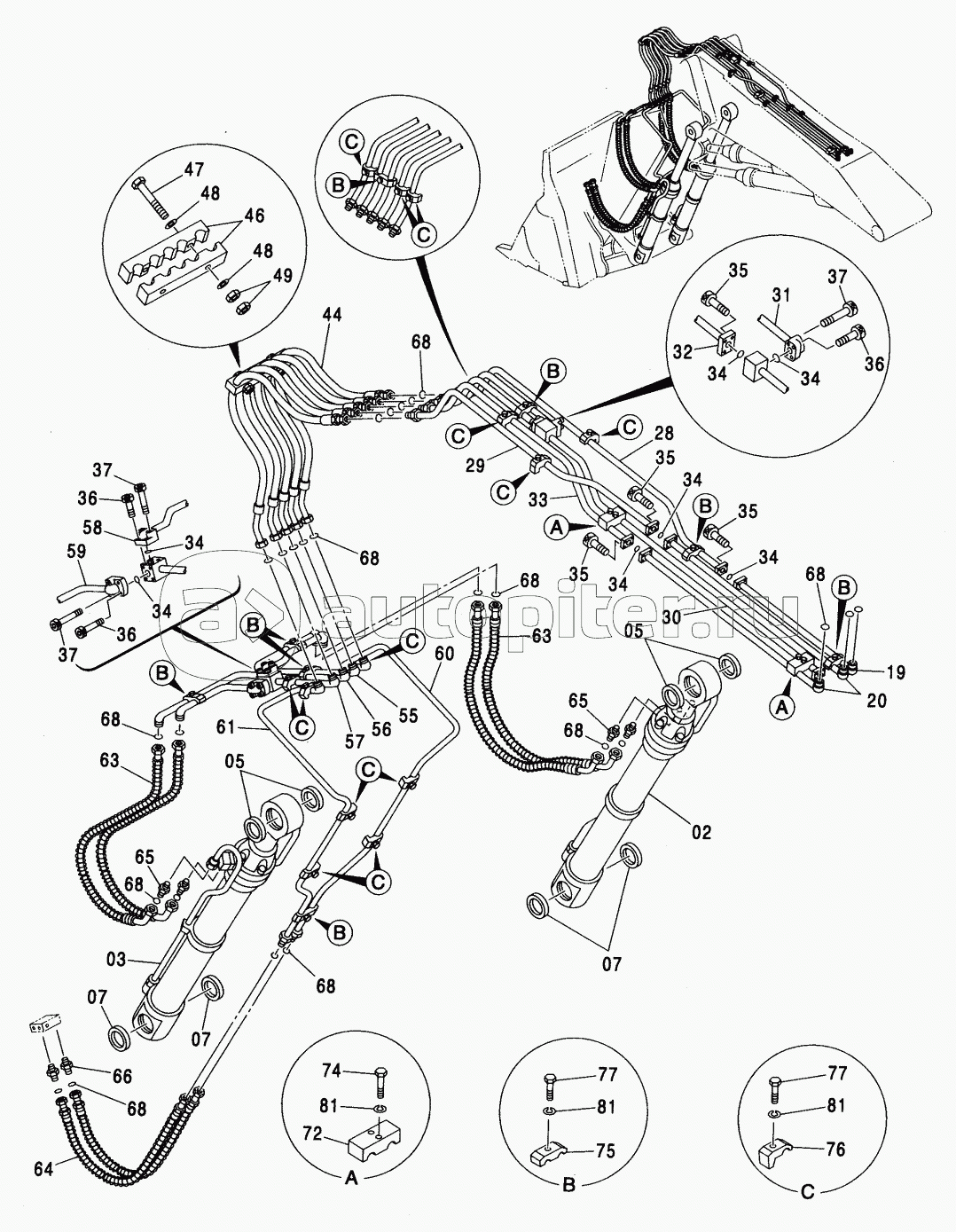 LOADER FRONT PIPING (2) <450, H, MT, MTH>
