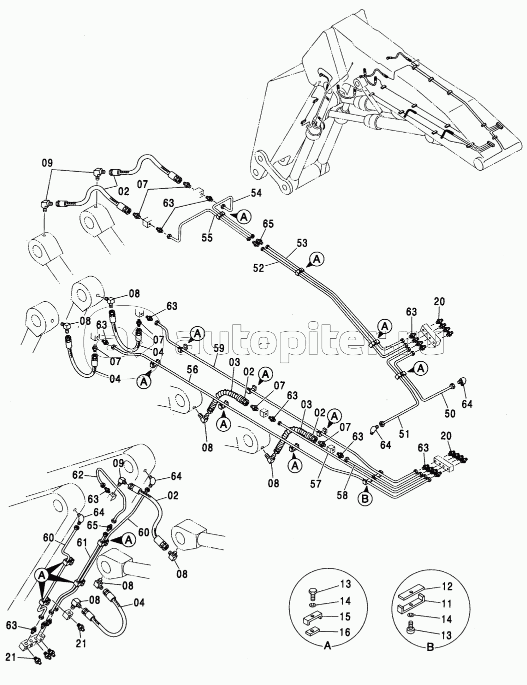 LOADER LUBRICATE PIPING <450, H, MT, MTH>