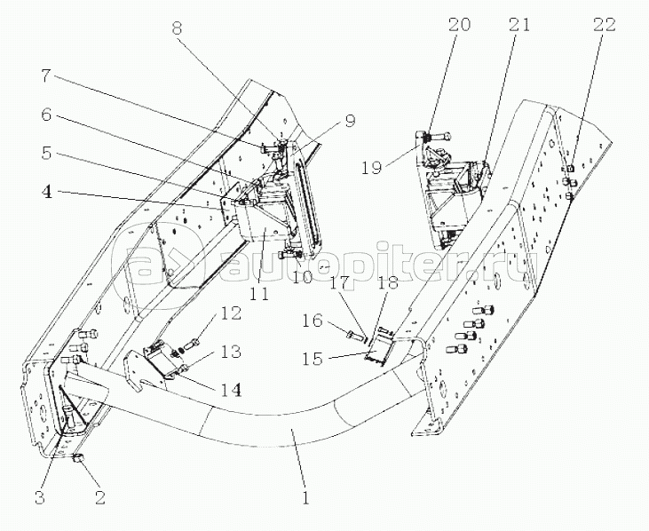 Engine bracket assemby (HOWO7/8X4/8+7/8+4/90 fender/rear PTO /Motor 12mm/gradient 1.2В°)
