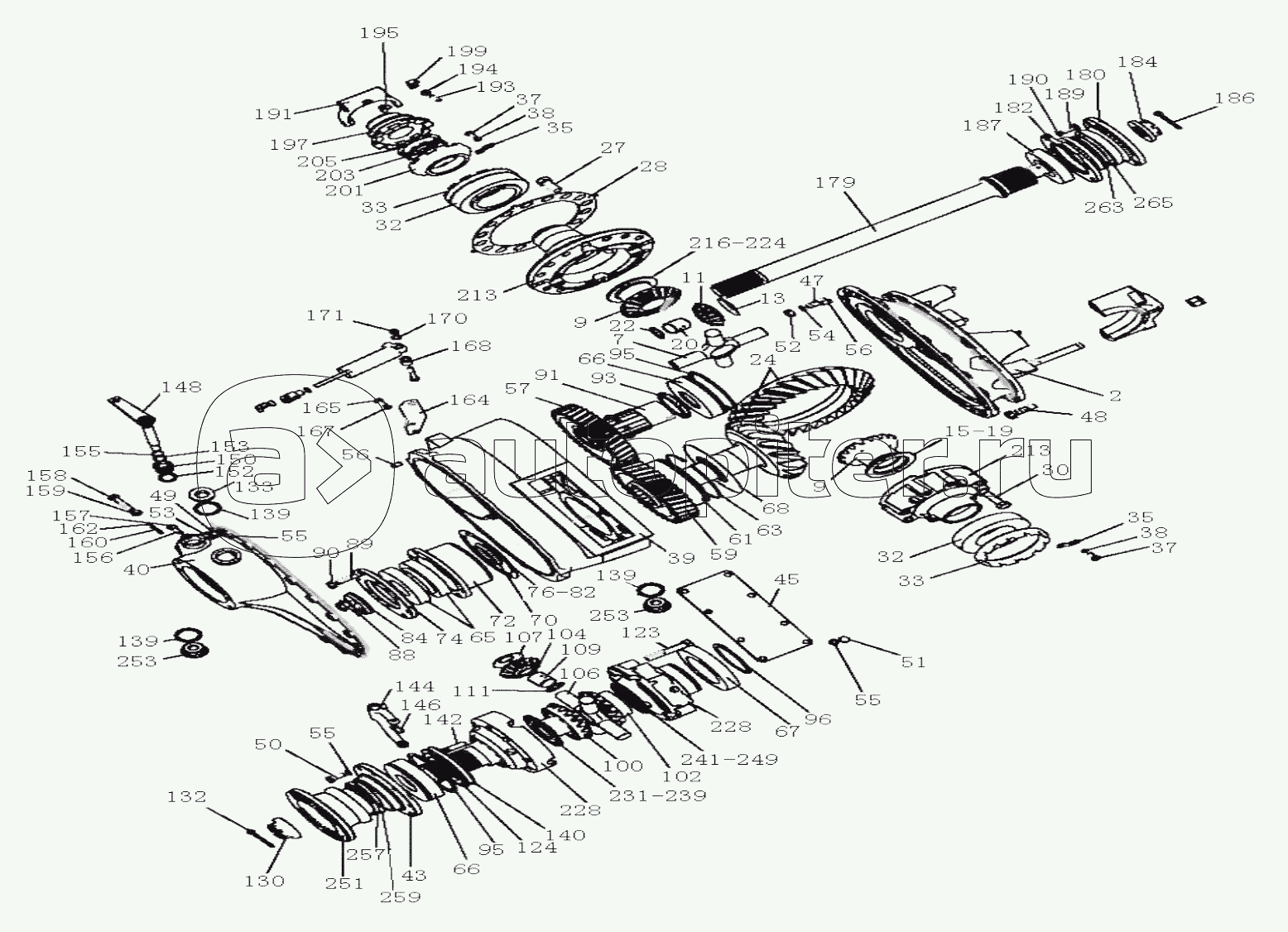Mid axle drive device(i=5.73,XSφ180,outputXSΦ165,cast axle)