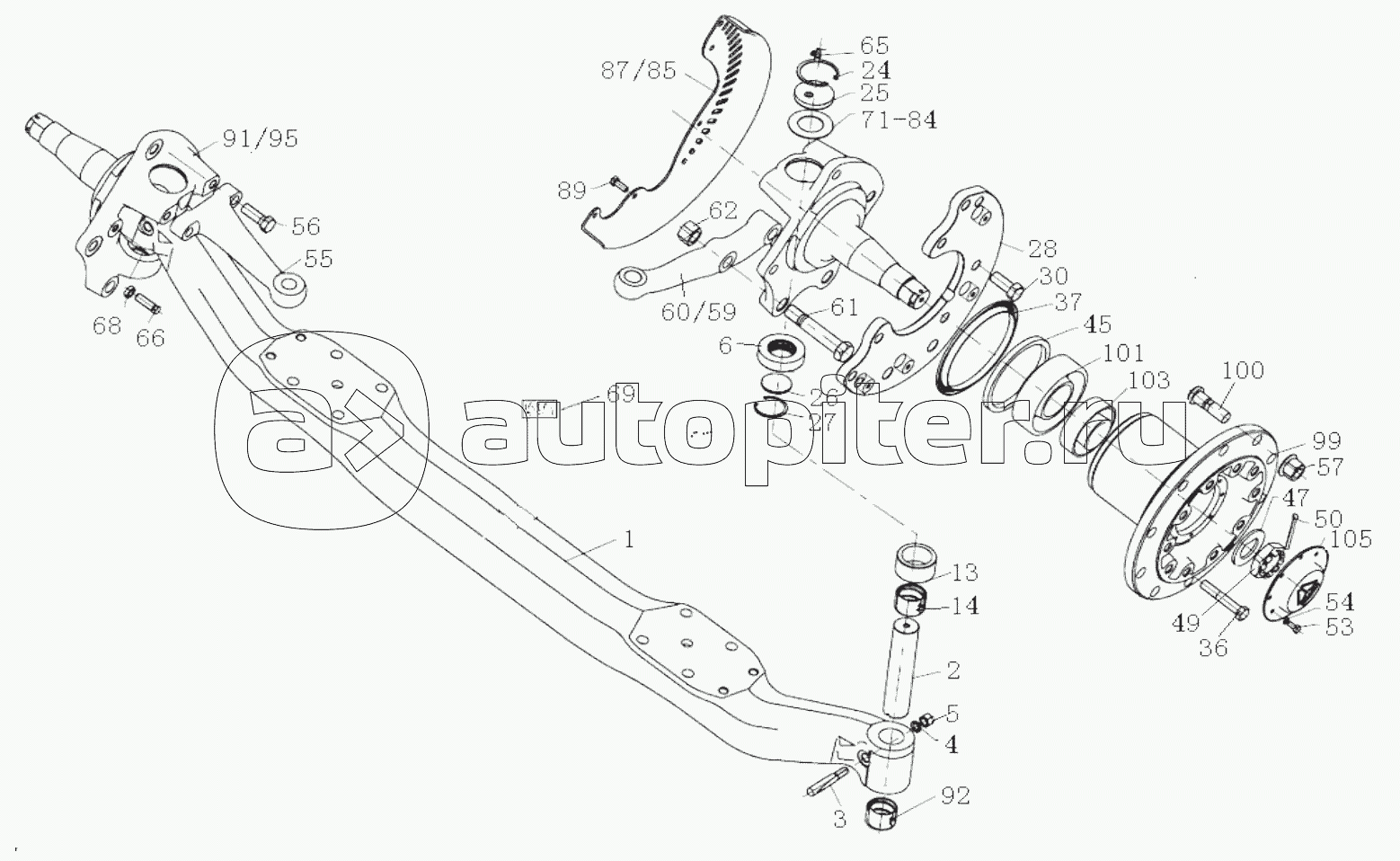 The first axle of the doule front axle (HR9,short axle distance,no ABS,with cover)