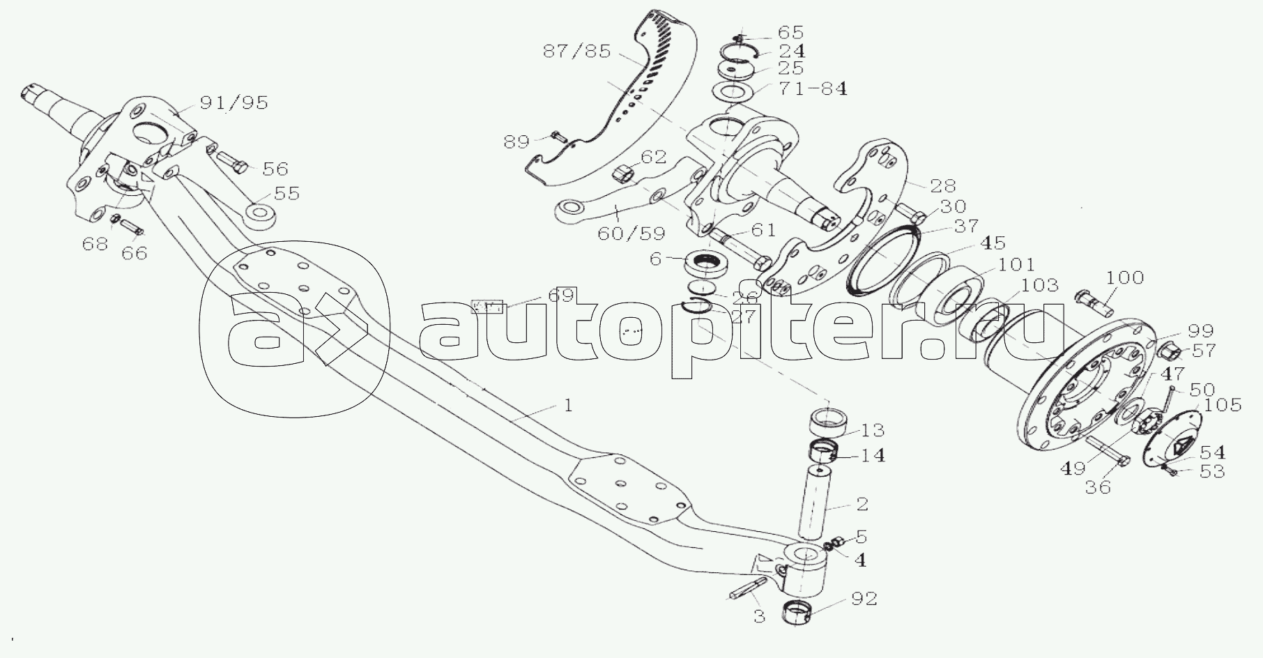 The first axle of the doule front axle (HR9,medium-long axle distance,no ABS,with cover)