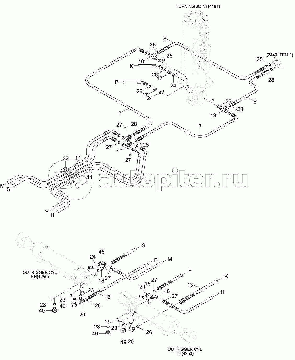 LOWER HYD PIPING 2 (F/OUT, R/DOZ, #0090-)