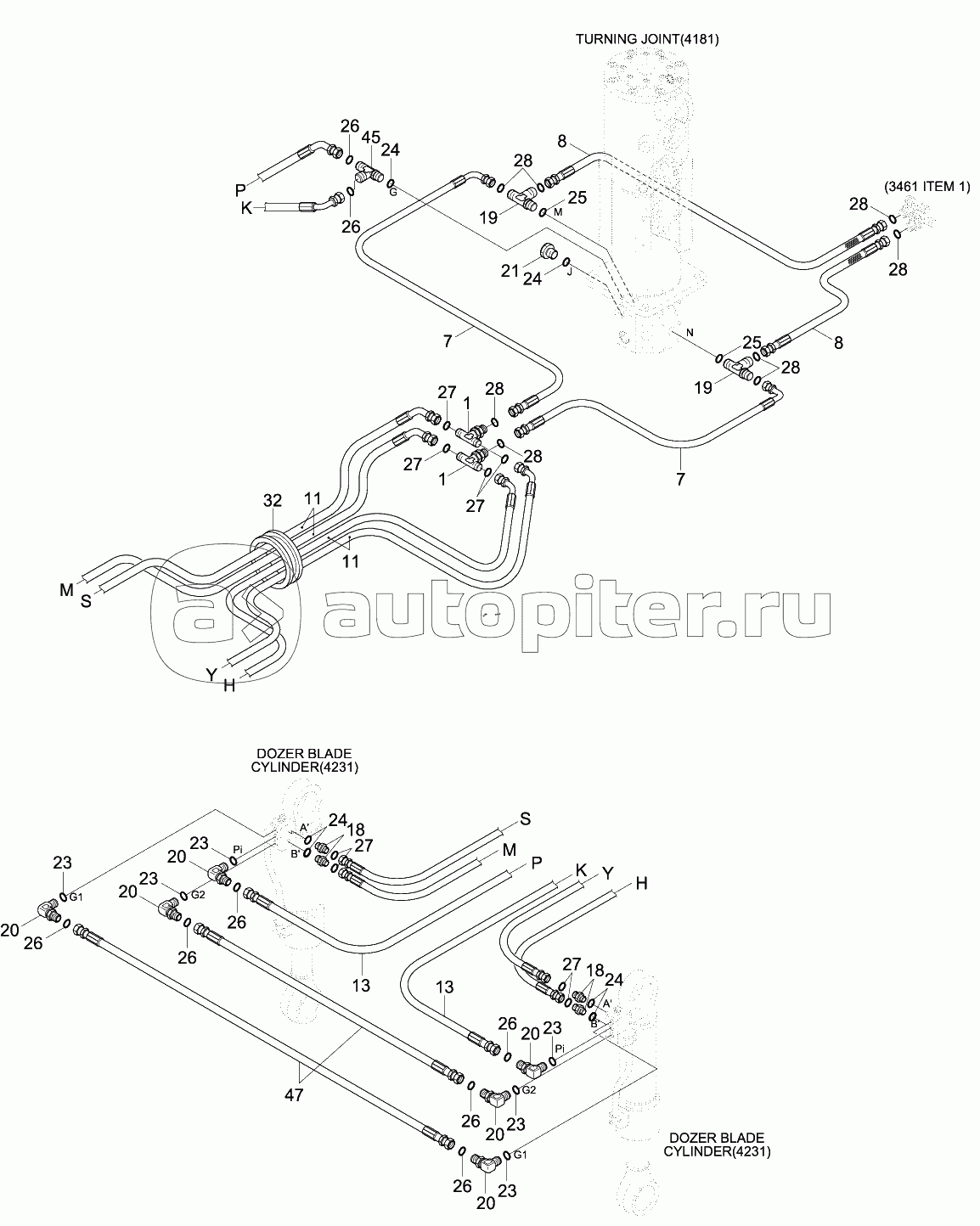 LOWER HYD PIPING 2 (F/BLD, R/OUT, #0090-)