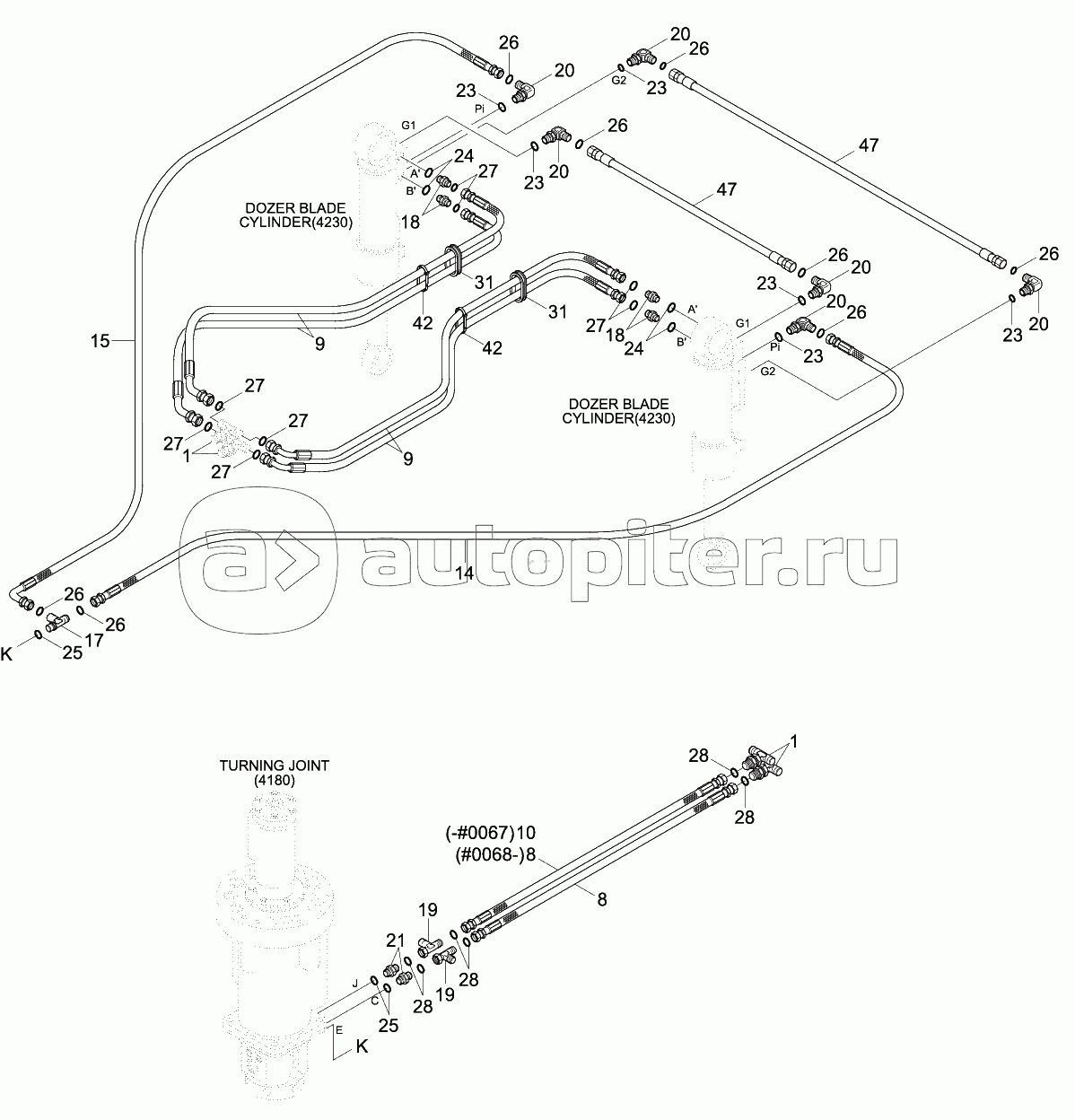 LOWER HYD PIPING 1 (F/OUT, R/BLD, #0067-)