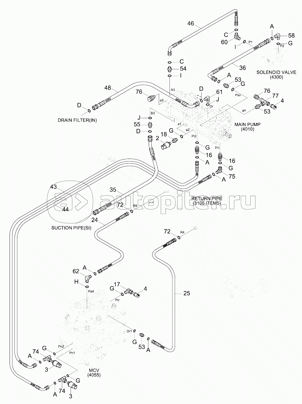 PILOT HYD PIPING (BASE2,#0469-,MCV TYPE2)