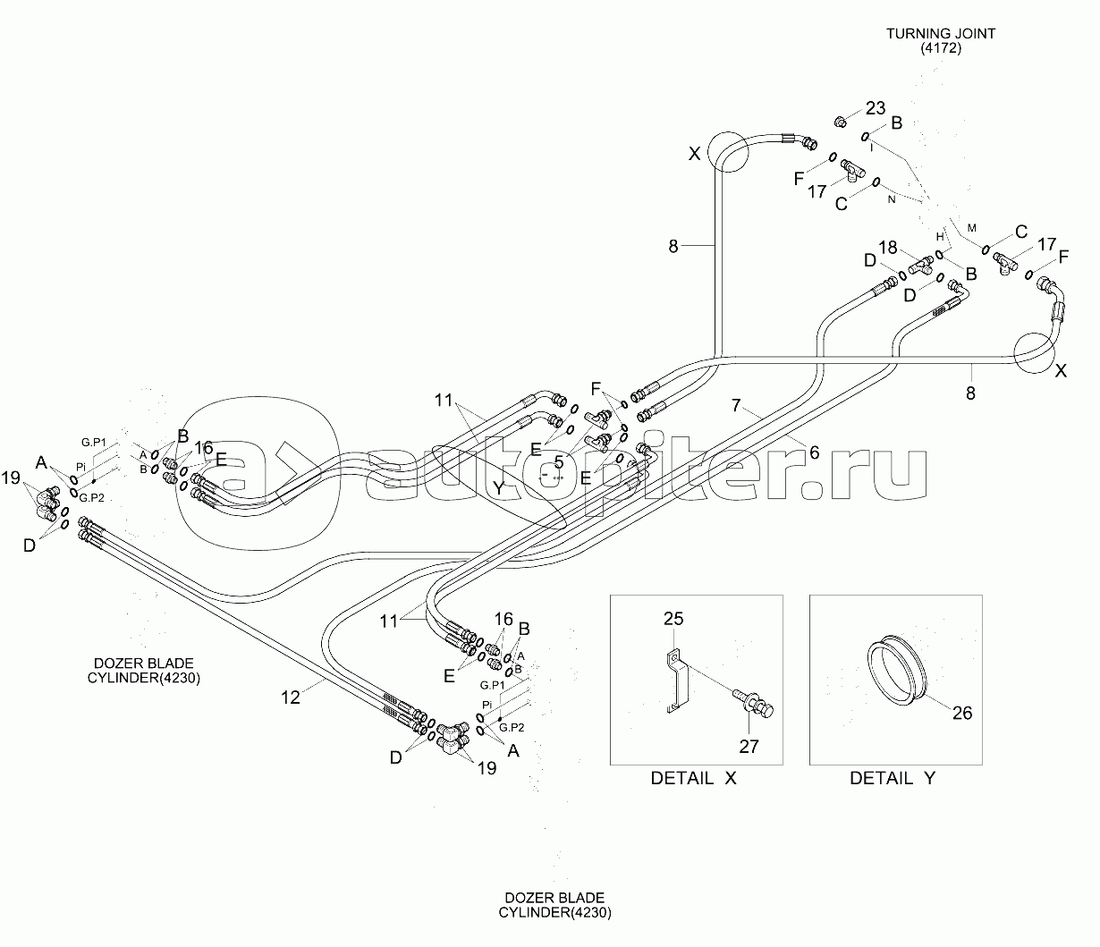 LOWER HYD PIPING 1 (F/BLD, R/OUT, #0286-)