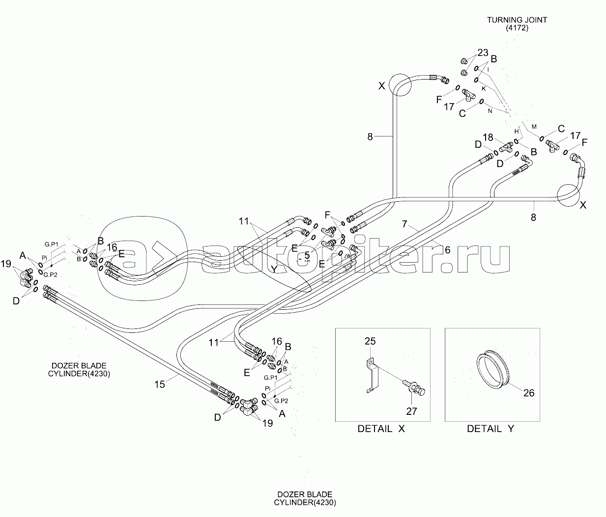LOWER HYD PIPING 1 (F/BLD, R/BLD, #0286-)