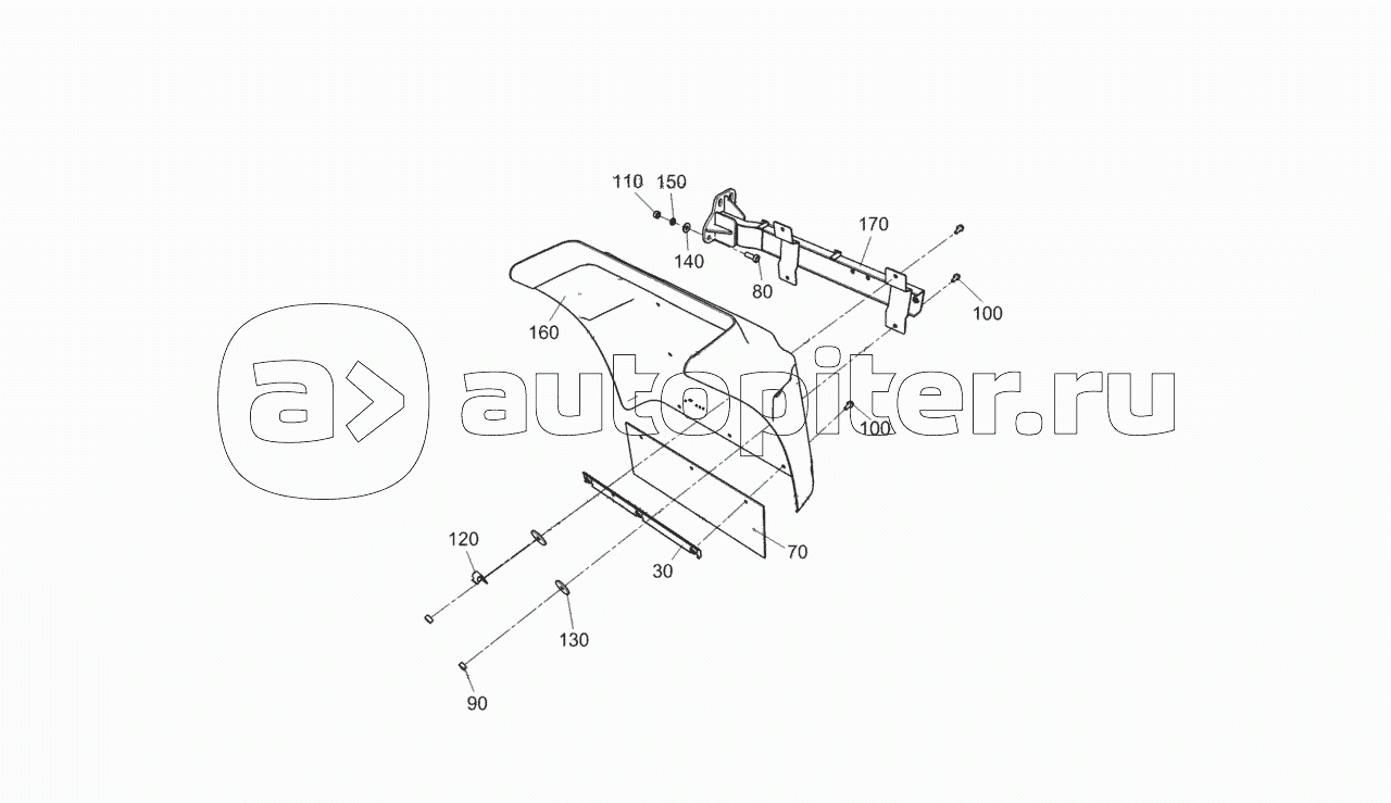 4308-8403011-50 Установка задней части переднего крыла левая