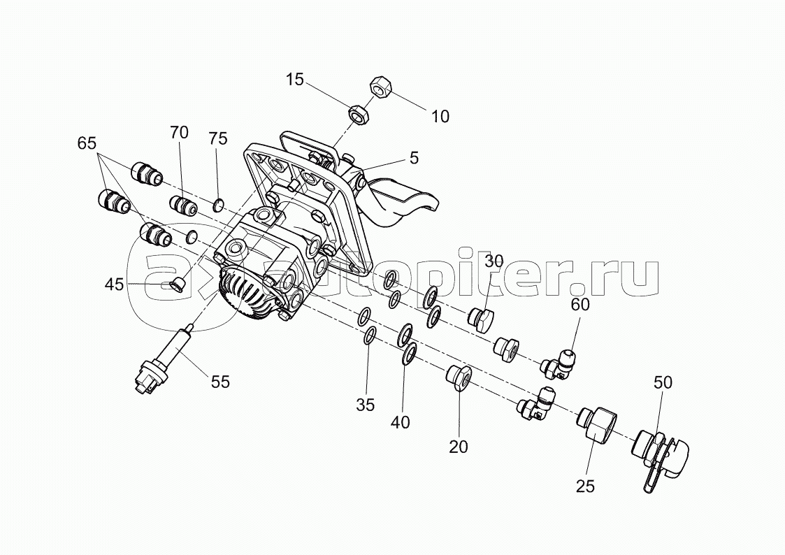3297-3514010 Кран двухсекционный в сборе с фитингами