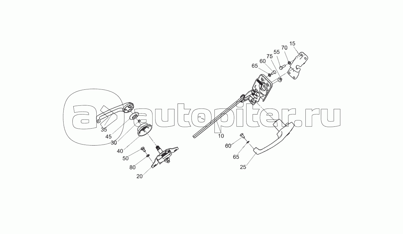 5320-6105011 Установка замков и ручек двери левая