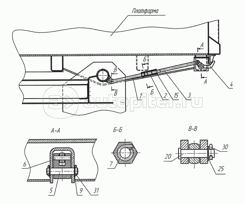Установка запоров заднего борта 6520-8505001