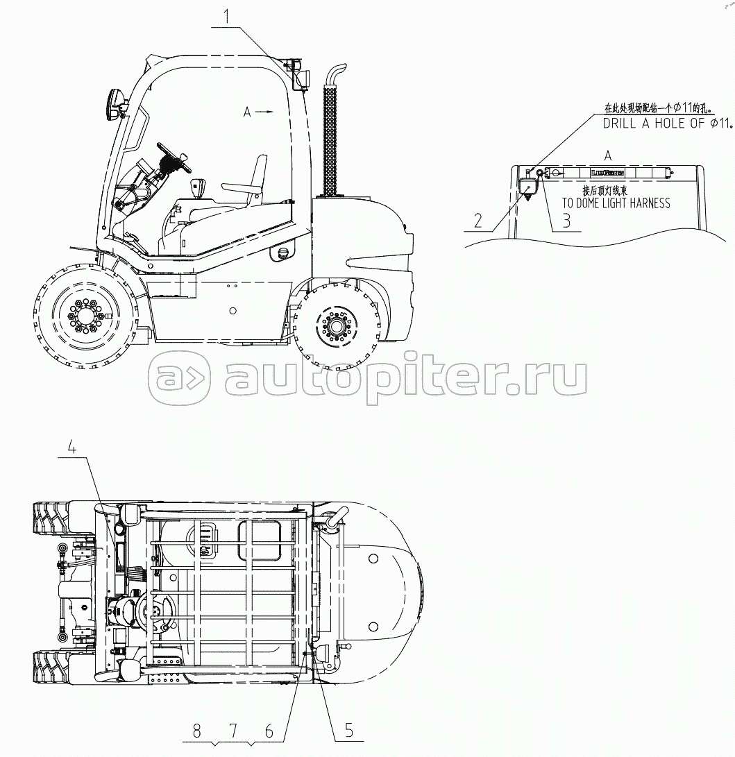 46C8289 000 WORK LIGHT WIRING (REAR FLOODLIGHT)