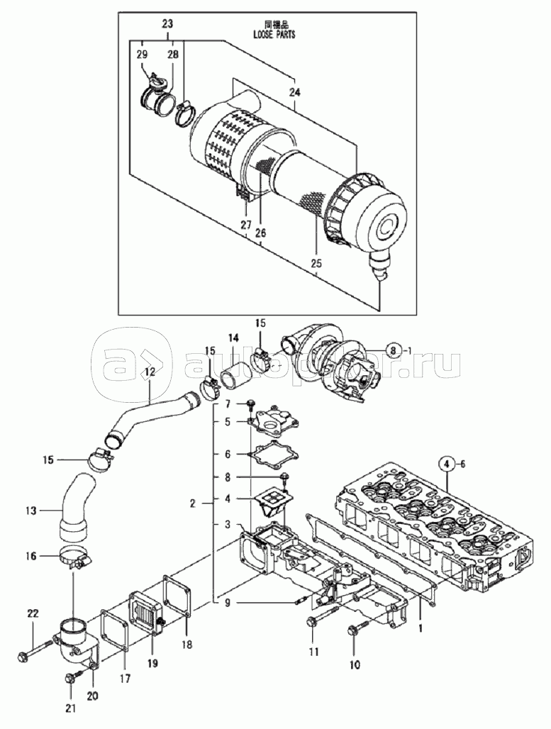 40C0863 000 SUCTION MANIFOLD & AIR CLEANER