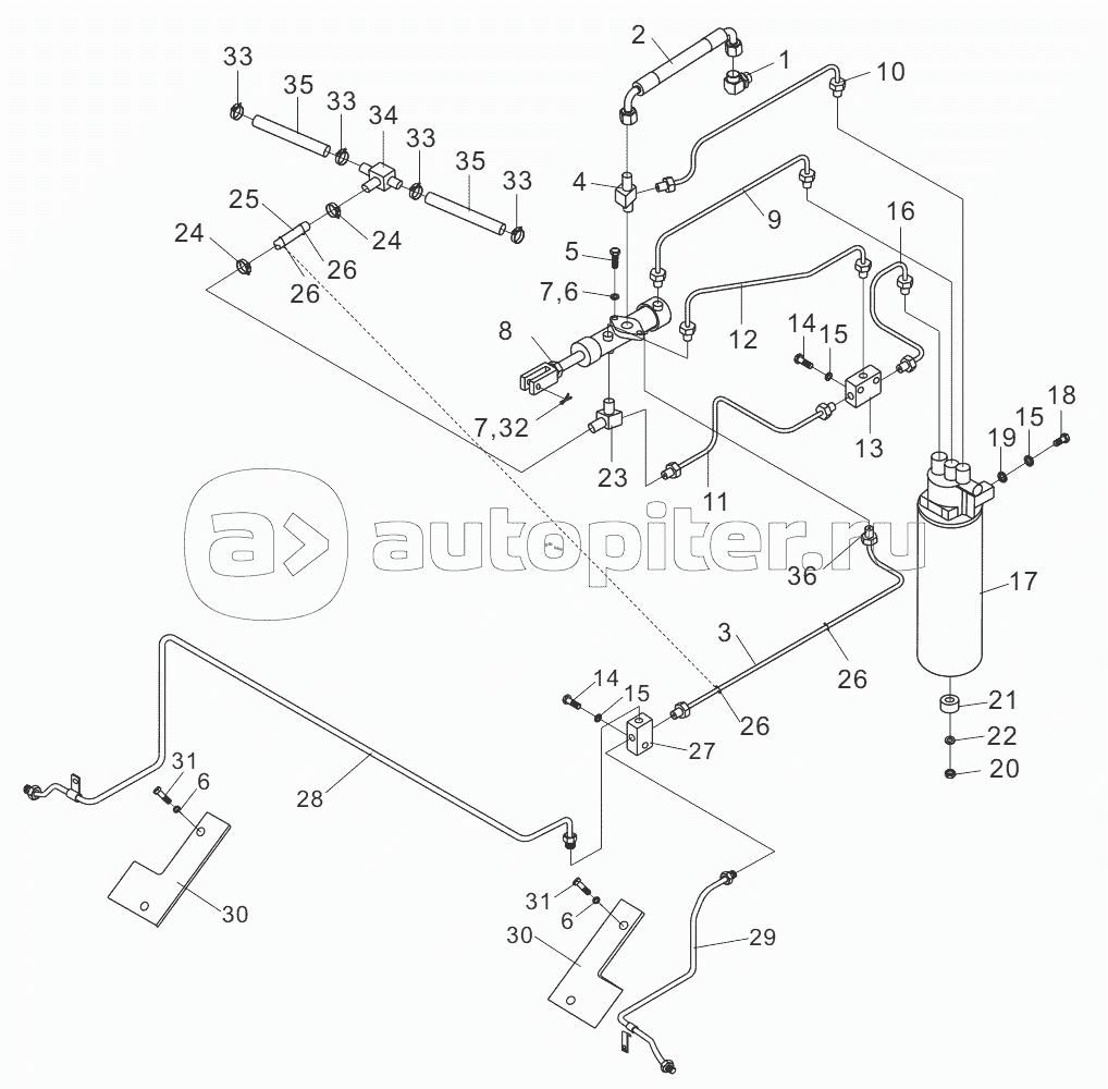 Brake pipe system LG50DTGA, LG60DTGAв… , LG70DTGAв… , 50DTIC, 60DTIC, 70DTIC, 50DTY, 60DTY, 70DTY, 50DTKE, 60DTKE, 70DTKE