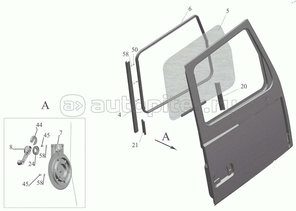 Установка дверной арматуры 6430-6100010 (правая), 6430-6100011 (левая)