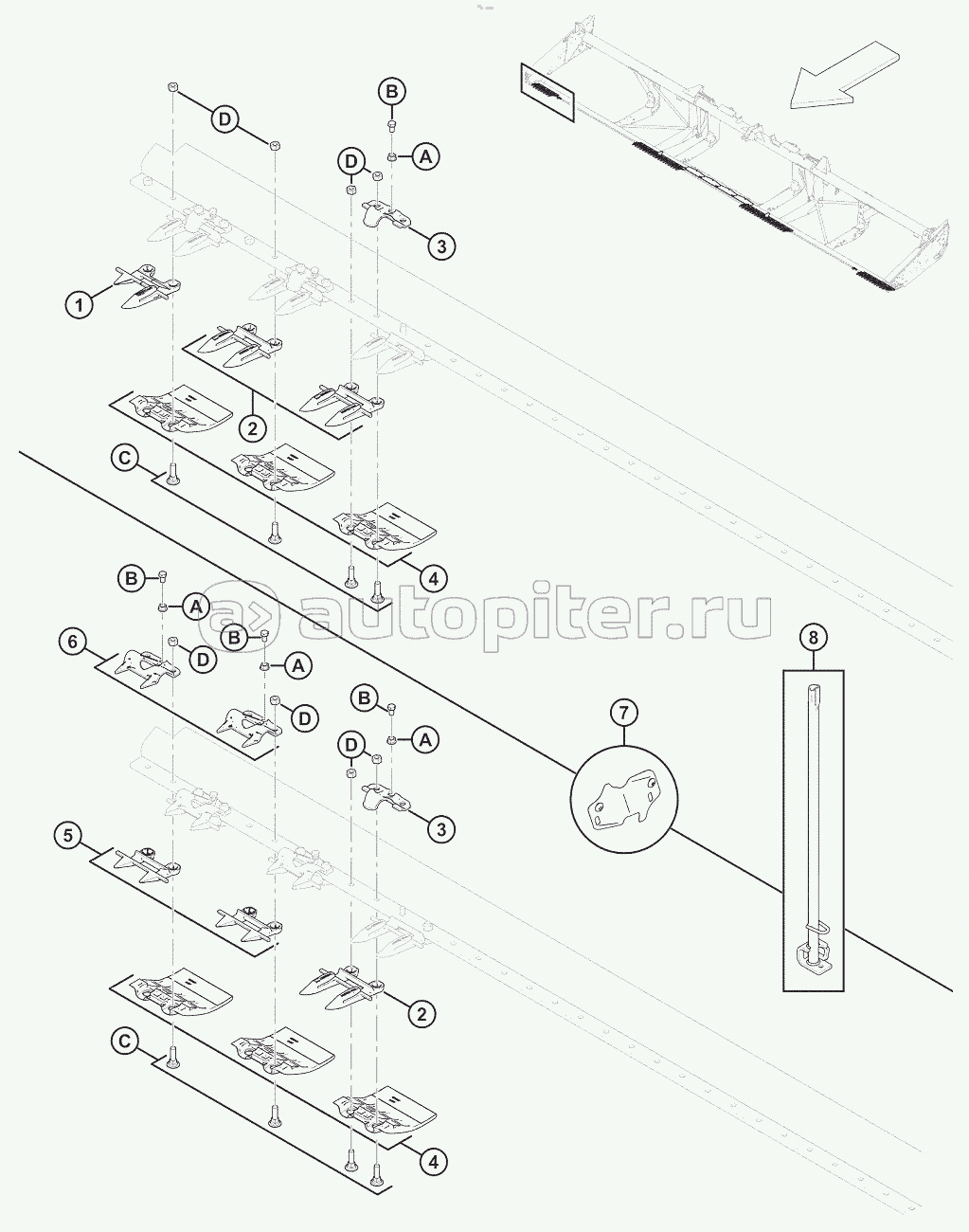 Guards, Hold-Downs, and Wearplates - Singe Knife, Right End