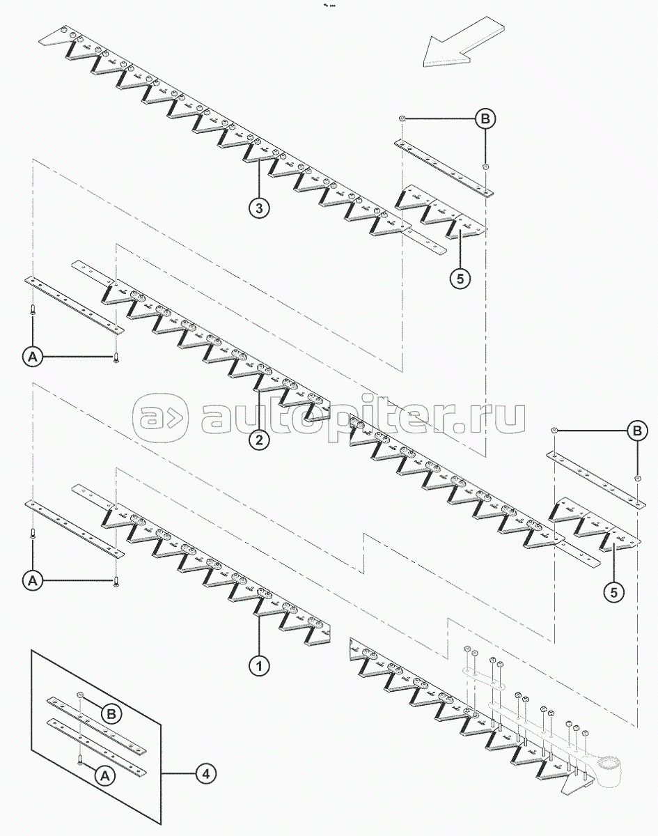 Segmented Knives - Single-Knife Headers, Fine-Tooth Sections - 12.2 METER (40 FOOT)