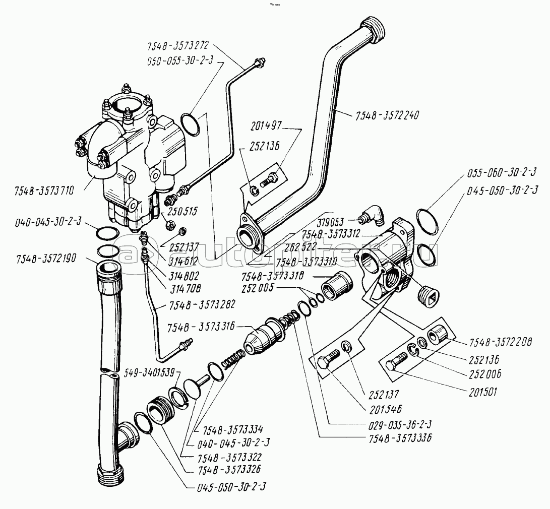 Клапан подпорный и трубопроводы гидравлического тормоза