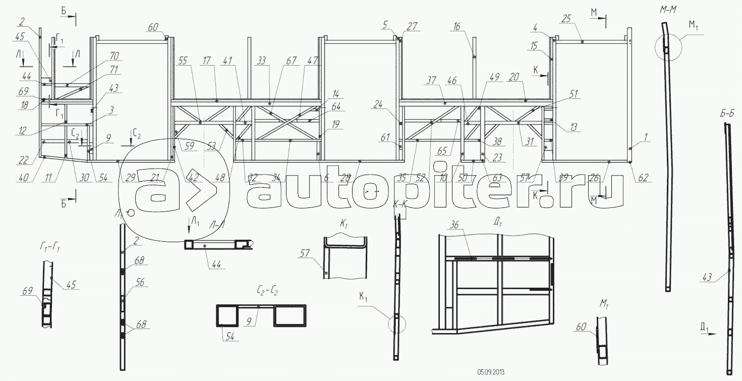 5299-102-5401010 – Каркас правой боковины