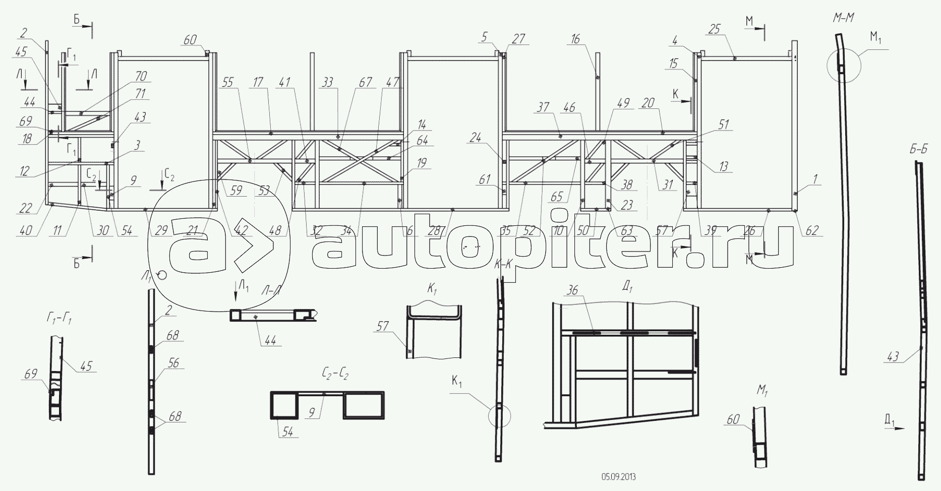 5299-102-5401010 – Каркас правой боковины