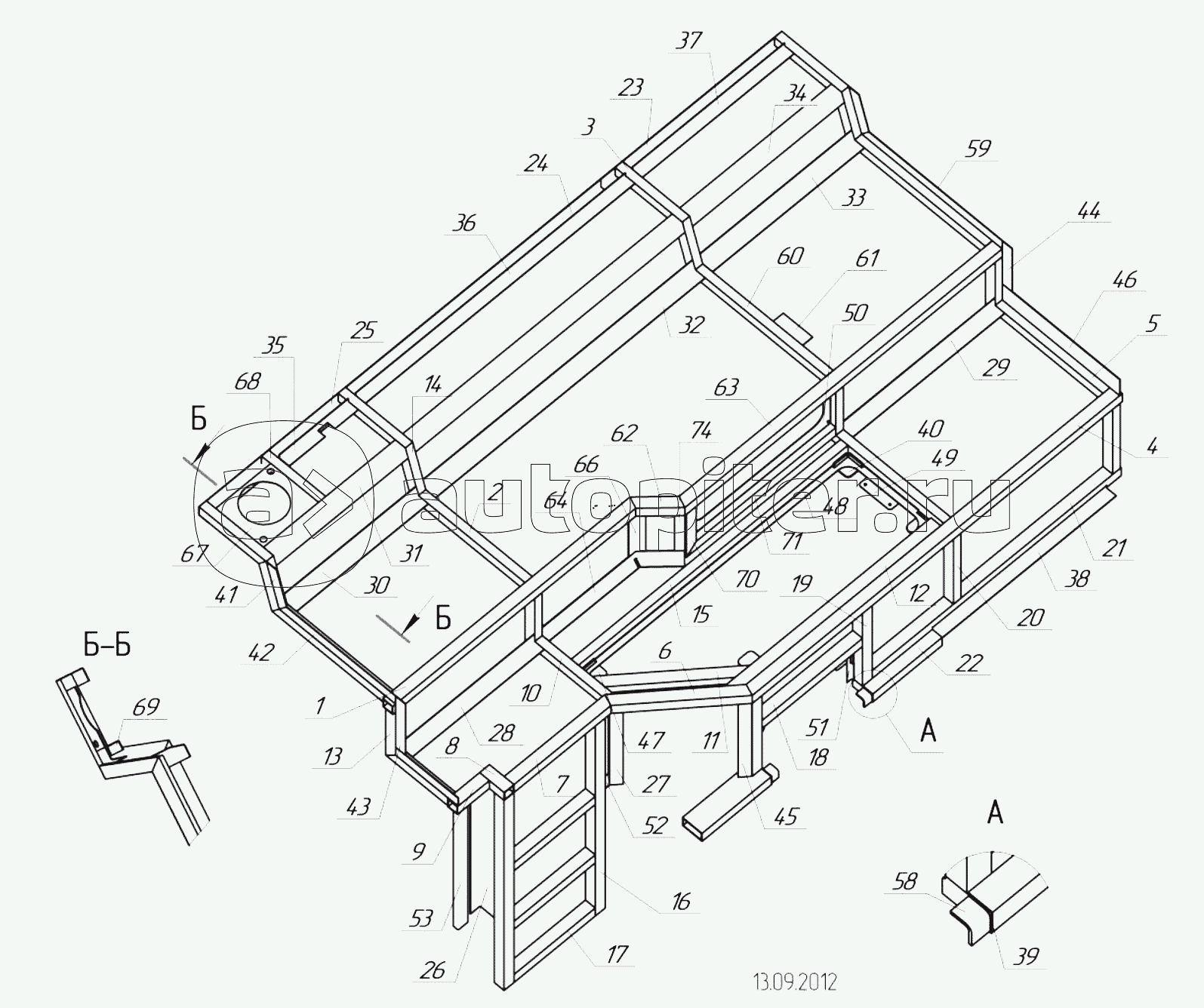 5299-5600500-01 - Каркас мотоотсека с установкой (евро-3, 4)