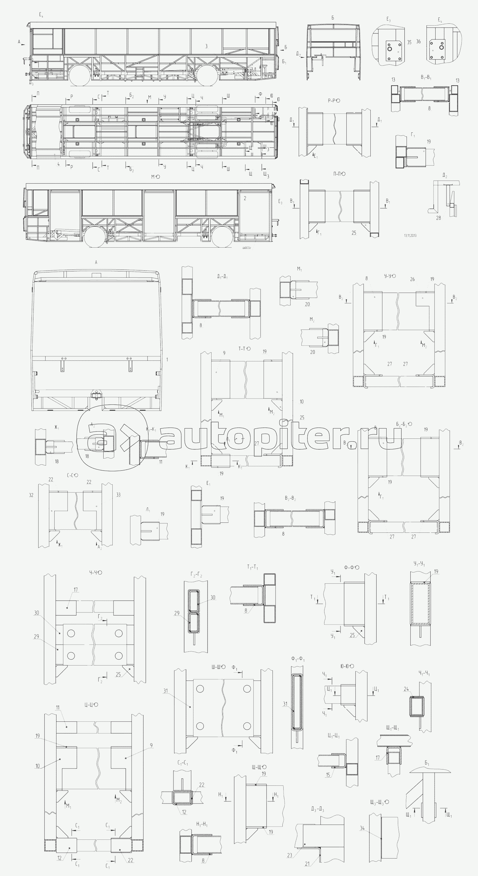 52994-102-5000030 – Сборка-сварка каркаса кузова на шасси (см.52994-102-5000030)