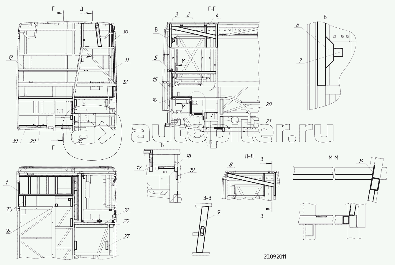 52994-5601500 – Каркас мотоотсека с установкой