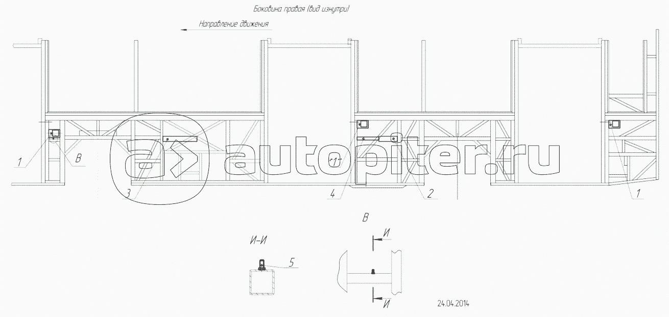 5299-412-5401010-02 – Установка шпилек и закладных на каркасе боковины правой