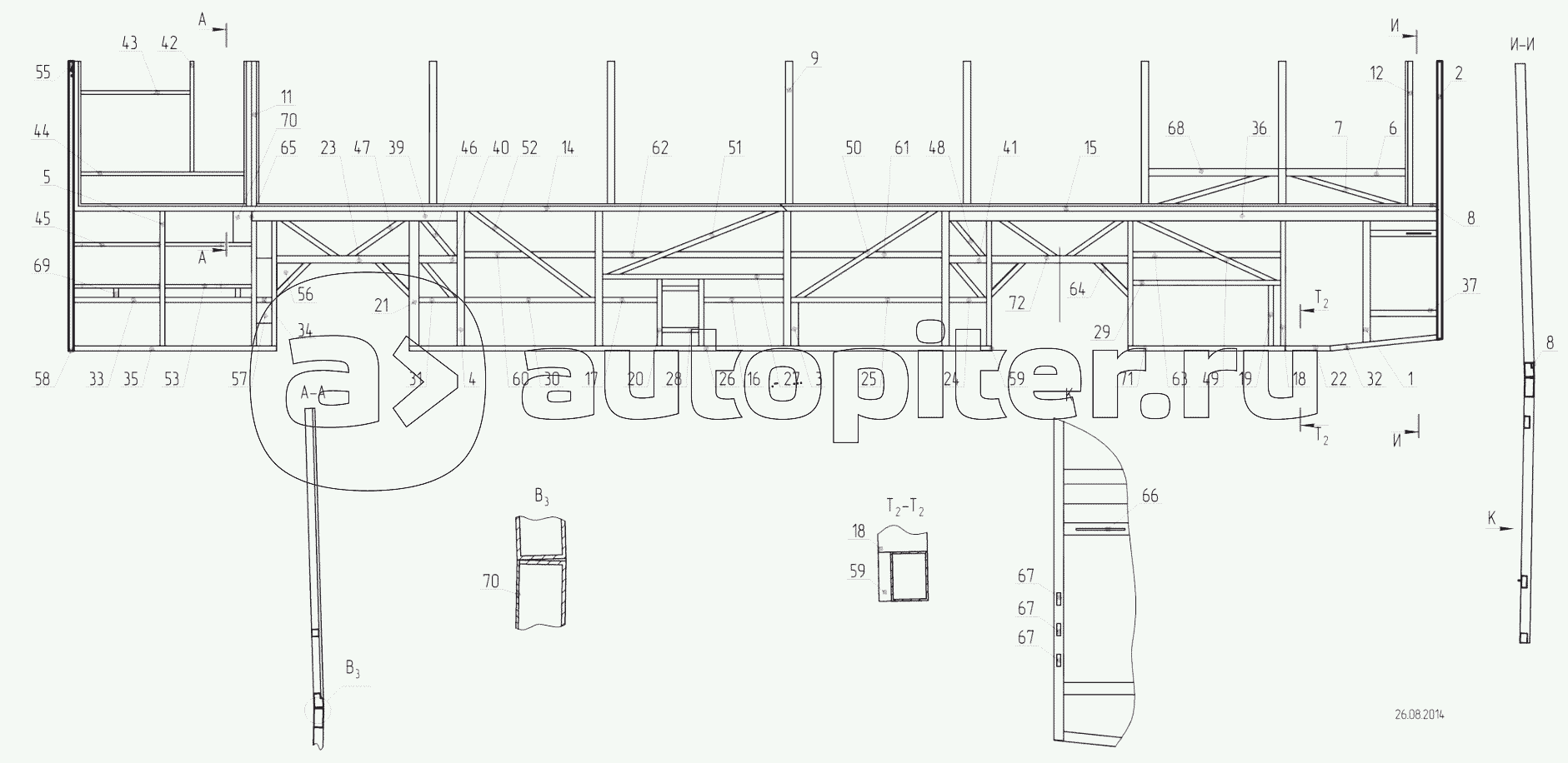 52994-102-5401011 - Каркас левой боковины