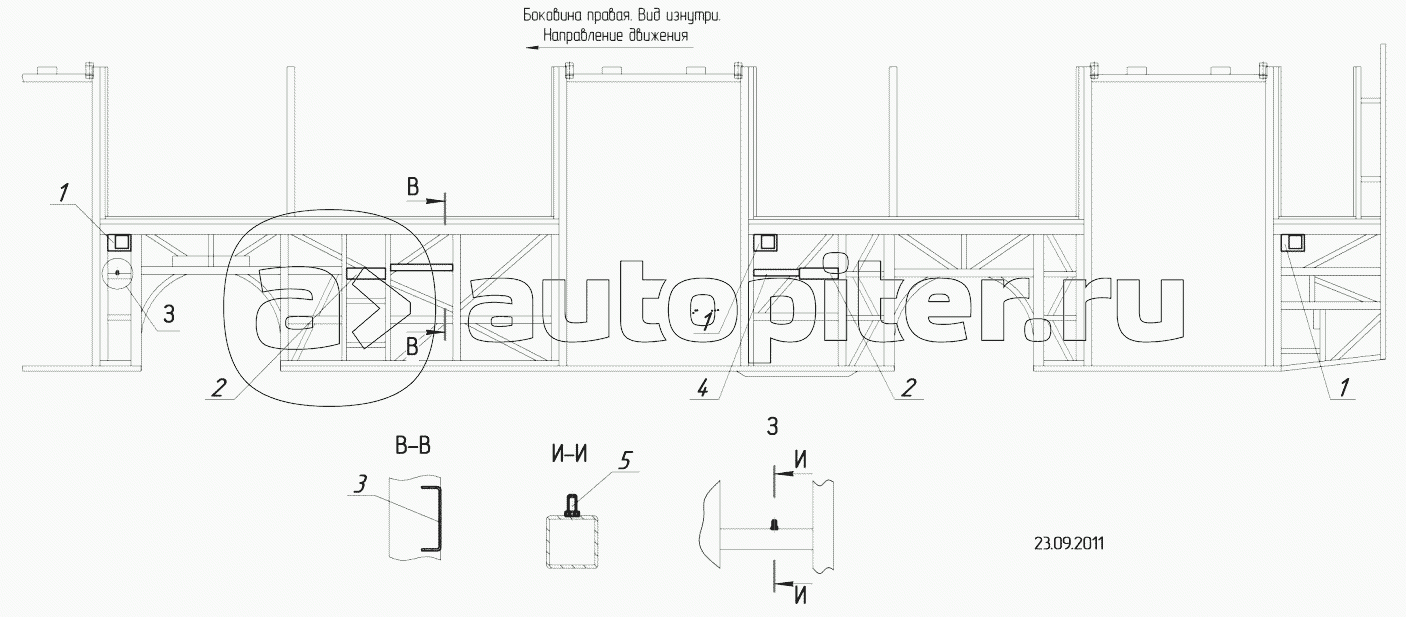 52994-5401010-02 – Установка шпилек и закладных на каркасе боковины правой