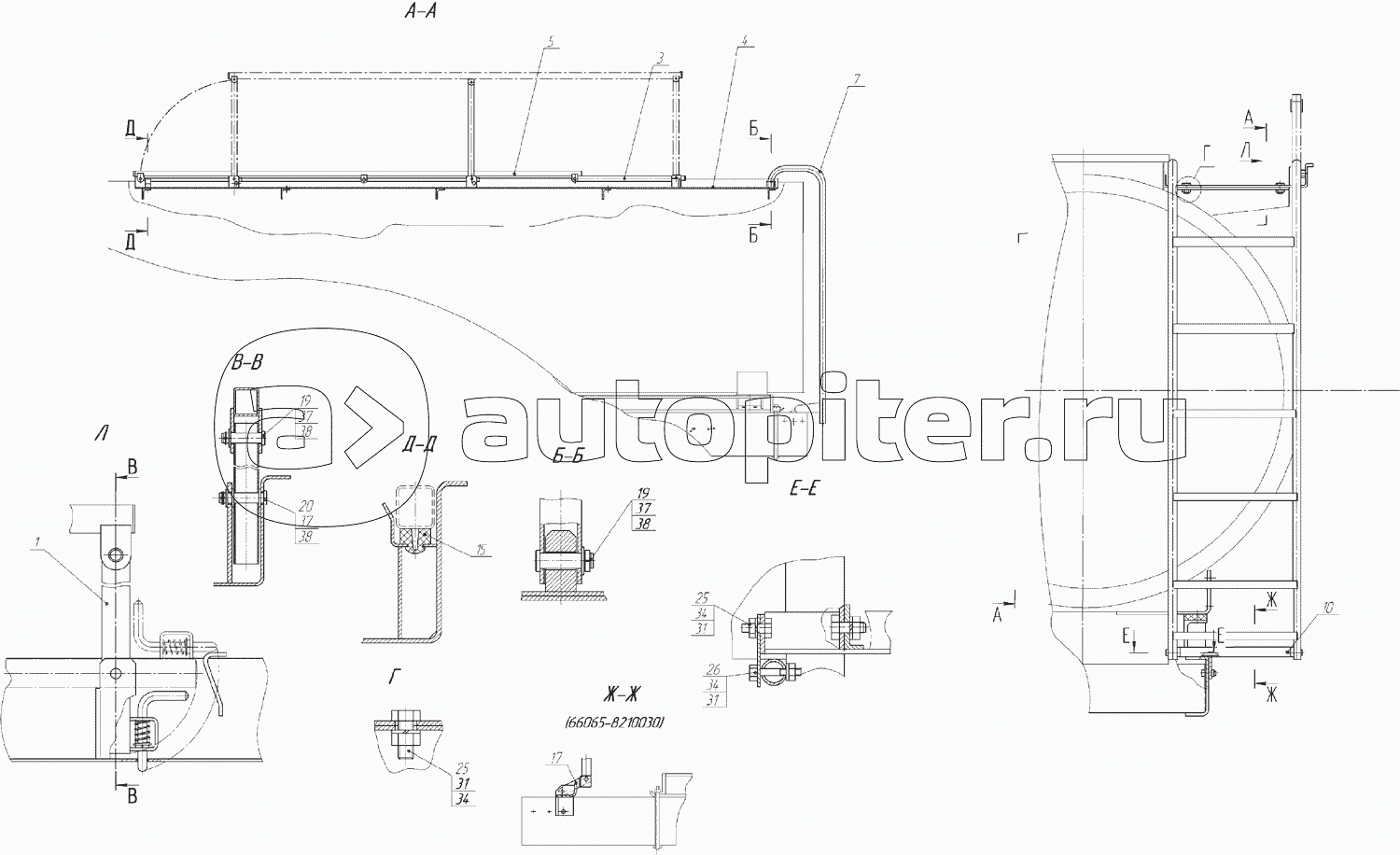 66064- 8210030, 66065-8210030 Установка лестницы, поручня, площадки