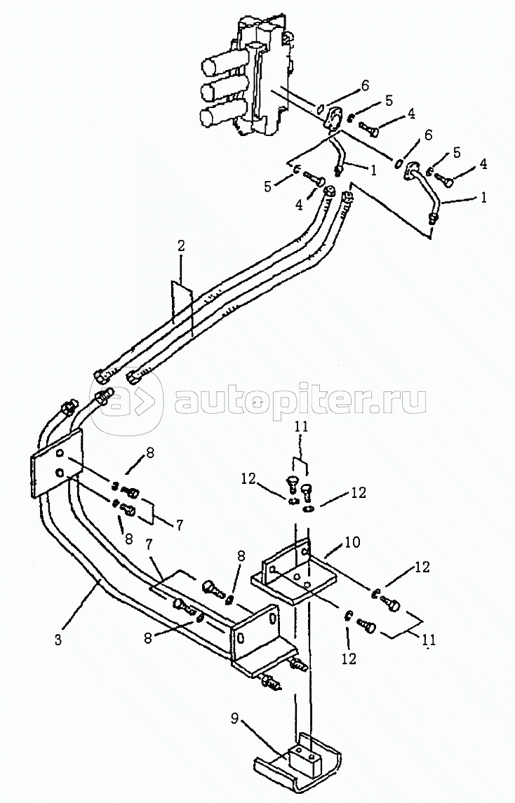 HYDRAULIC PIPING (VALVE TO LIFT CYLINDER) (1/2) (PD165Y-1)