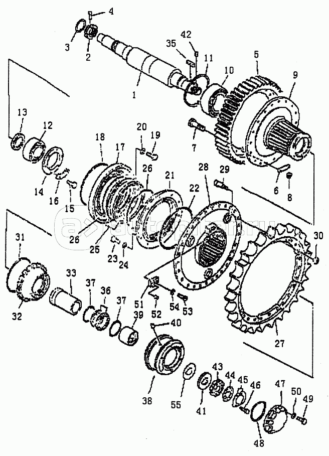 FINAL DRIVE GEAR SHAFT AND SPROCKET PD320Y-l PD320Y-2