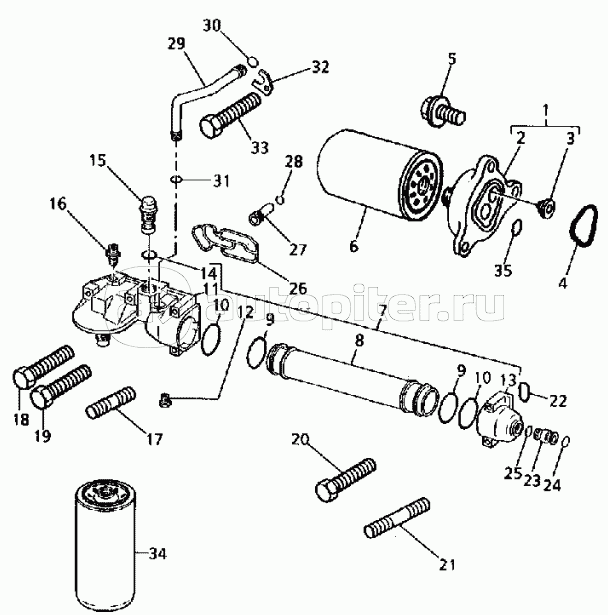 LUBRICATING OIL FILTER AND INTEGRAL OIL COOLER