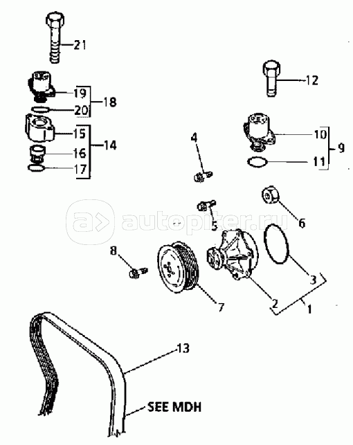 WATER PUMP, THERMOSTAT AND HEAT EXCHANGER