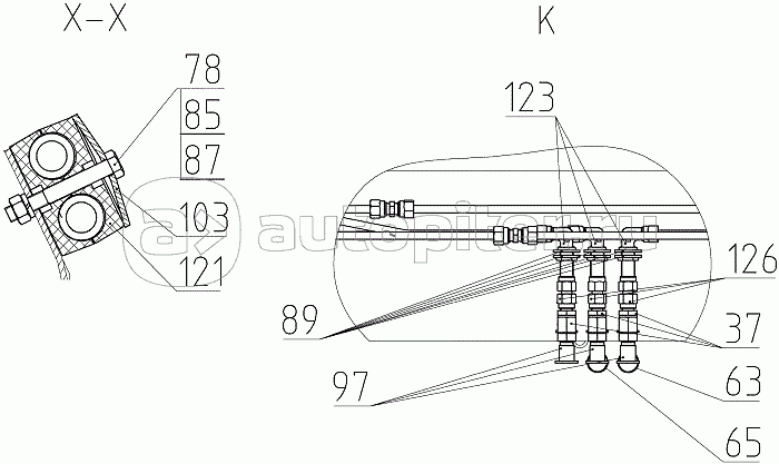 Гидрооборудование жатки (081.27.09.860-02), Иллюстрация действительна для техники, произведенной с 20091001