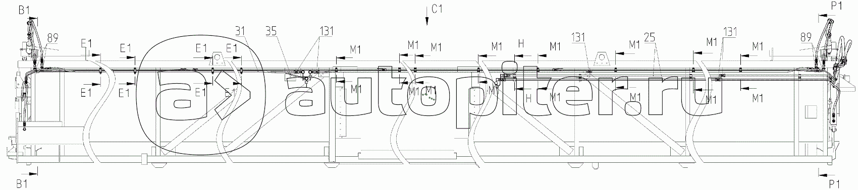 Гидрооборудование жатки (081.27.09.860-03), Иллюстрация действительна для техники, произведенной с 20091001