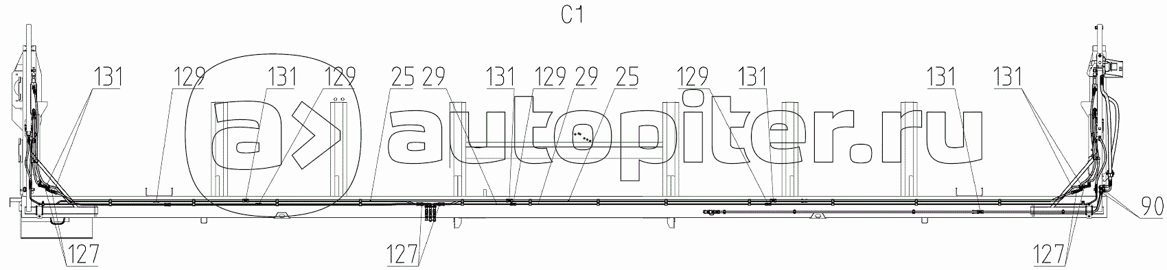 Гидрооборудование жатки (081.27.09.860-03), Иллюстрация действительна для техники, произведенной с 20091001