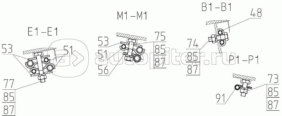 Гидрооборудование жатки (081.27.09.860-03), Иллюстрация действительна для техники, произведенной с 20091001