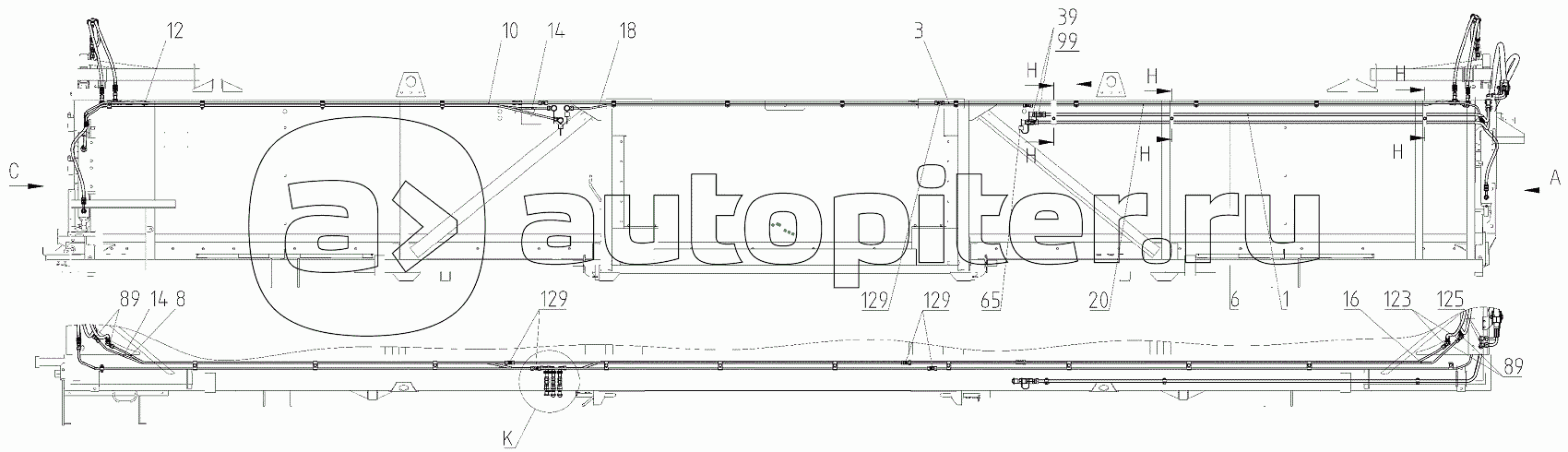Гидрооборудование жатки (081.27.09.860-03), Иллюстрация действительна для техники, произведенной с 20091001