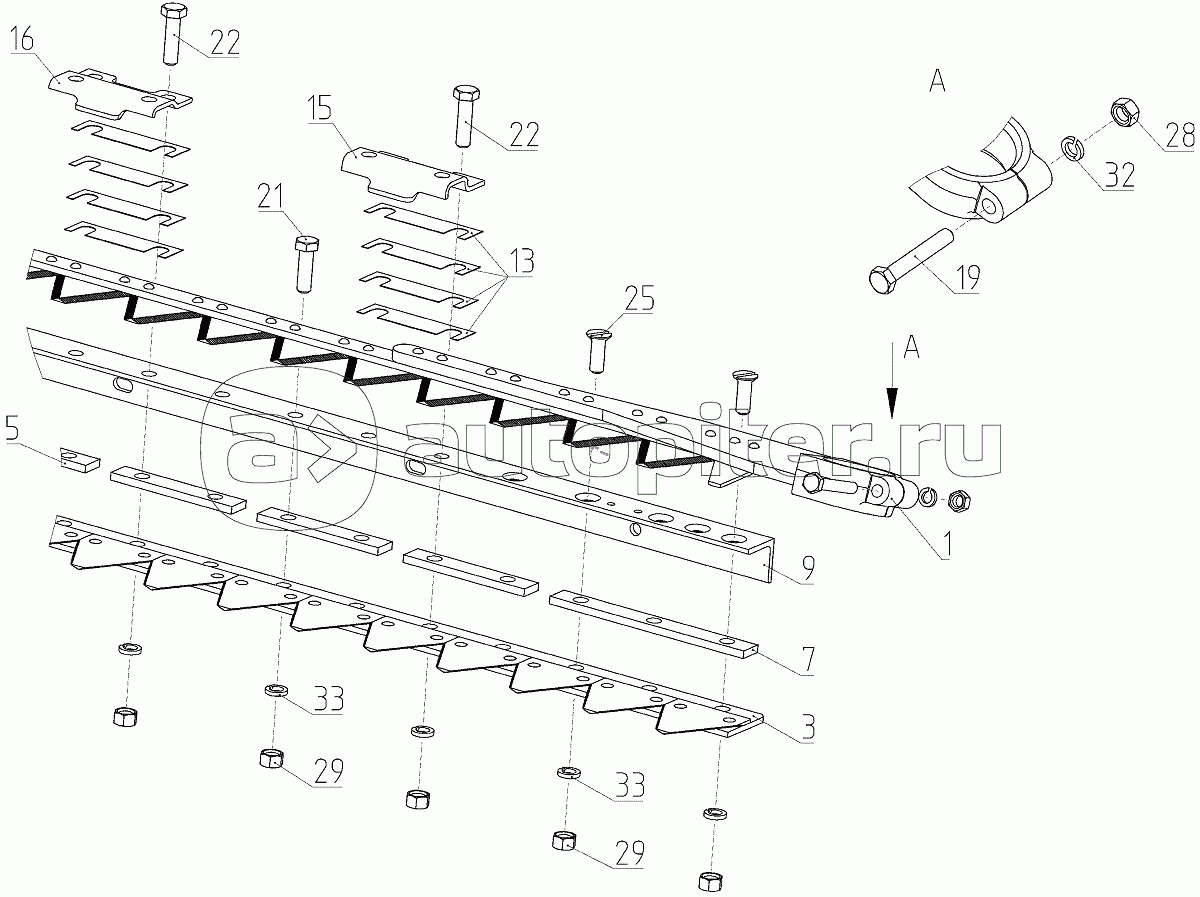 Аппарат режущий (081.27.32.010), Иллюстрация действительна для техники, произведенной с 20110701