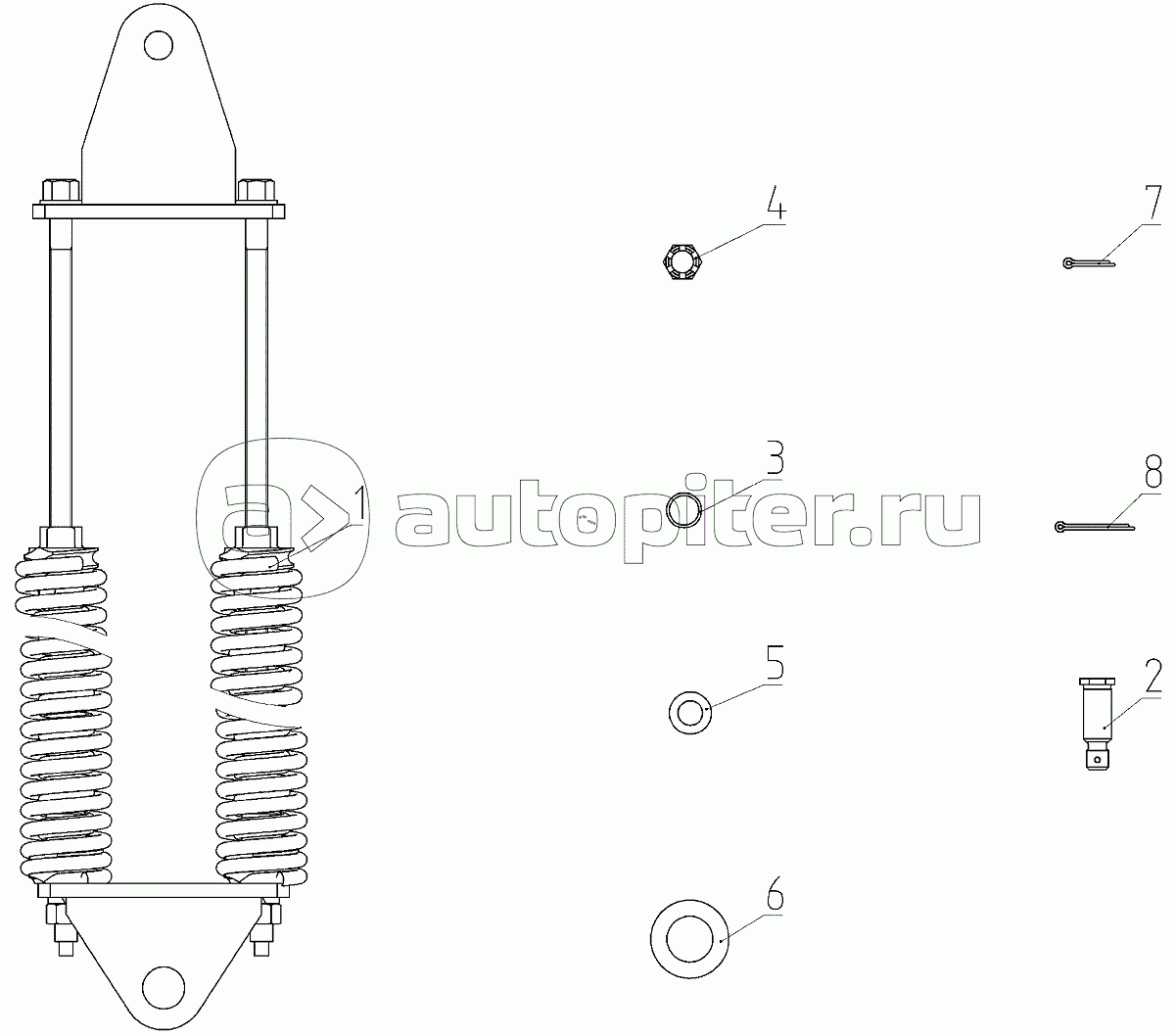 Комплект монтажных частей для навески жатки (081.27.11.010), Иллюстрация действительна для техники, произведенной с 20051222