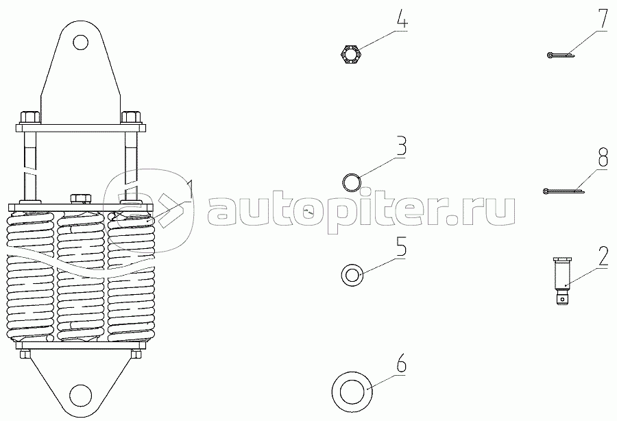 Комплект монтажных частей для навески жатки (081.27.11.020), Иллюстрация действительна для техники, произведенной с 20051222