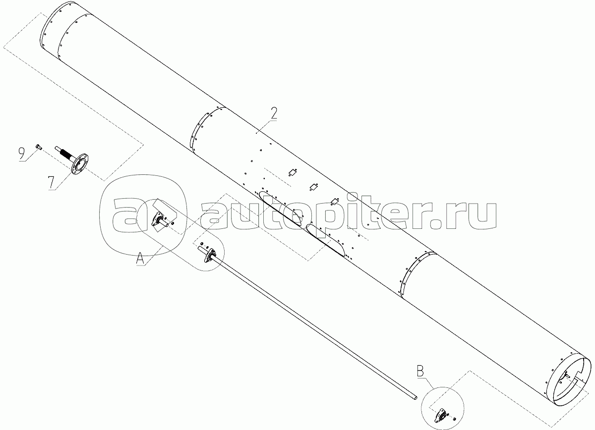Труба шнека (081.27.20.040-01), Иллюстрация действительна для техники, произведенной с 20110502
