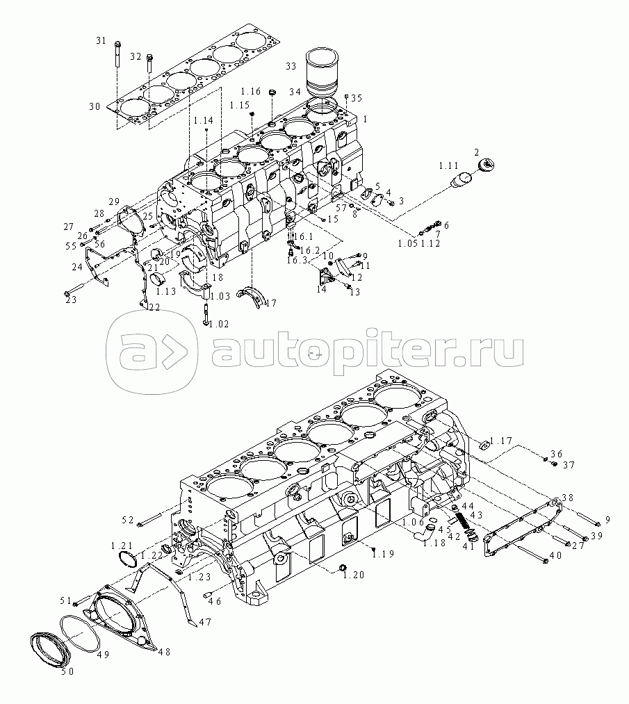 CYLINDER BLOCK D02A-000-18+B(1), D02A-000-18+B(2)